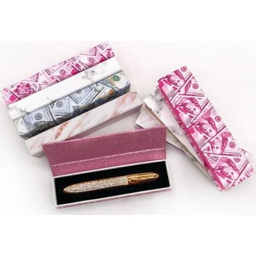 Newest 10 Pcs Magnetic Eyeliner Box Glisten Marble Cosmetic Packing Box for Eyelash Eyeliner Pen Print Logo Rectangle Case