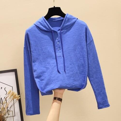Make early autumn clothes on female new autumn outfit han edition bamboo cotton long sleeve T-shirt female hooded liberal base