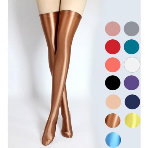 New colors solid color high gloss silky elastic stockings childrens two-dimensional thin womens knee length stockings
