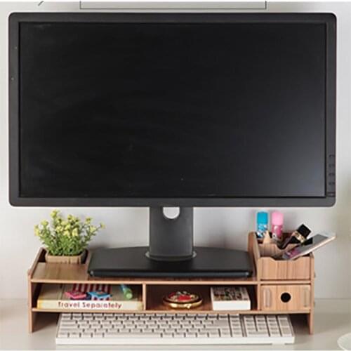 3 Colors Desk-Holder Shelf Laptop-Stand Wood Desktop Monitor Stand Computer Screen Riser Shelf Plinth Strong Laptop Stand