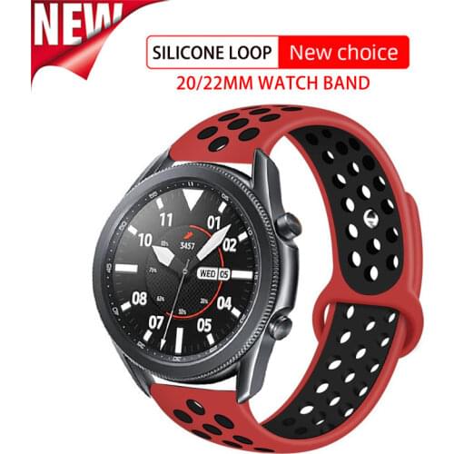 Sport silicone watch 20/22mm band strap for Amazfit Bip Samsung Galaxy watch 3 41 45mm bands for gear s3 Frontier/Classic Active