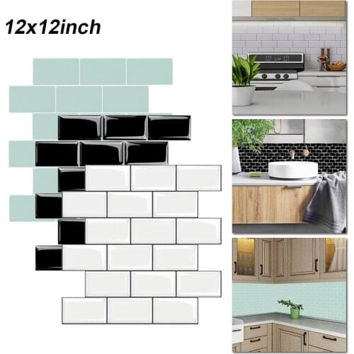 3D Tile Brick Mosaic Wallpaper Sticker Self Adhesive Kitchen Bathroom Decor Peel and Stick Tile for Kitchen Backsplash