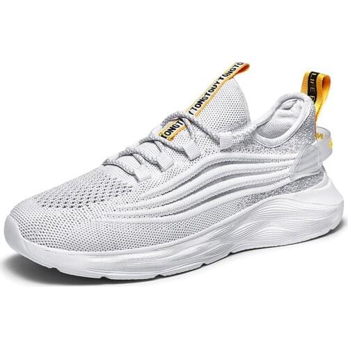 Sapatilhas Men casuales red shoes lightweight 2020 mesh Shoes causal Sneakers black breathable knitting sale trainers white for