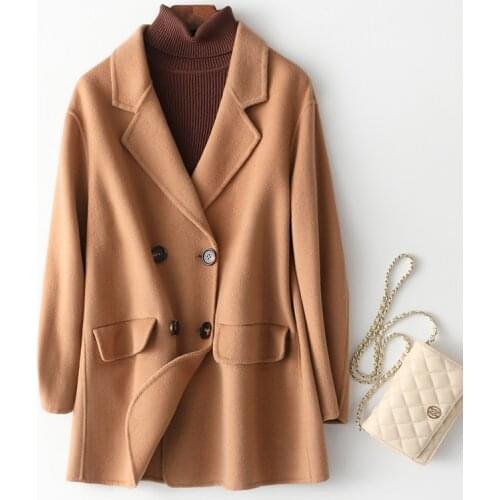 Woollen Coat Womens Small Coat Gentle Long Wool Double Faced Cloth New Fashion Winter in 2021
