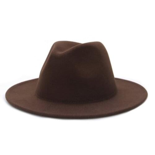 New High Quality Fedora Men Wool Wide Brim Top Hat Witner Autumn for Woman Chapeau Black Church Hat Bowler Ladies Jazz Hats 2020