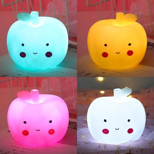 Cute Apple Baby Night Light Colorful Light Night Lamp for Bedroom Battery Power Child Kids Baby Room Lights Dector Led Lamp