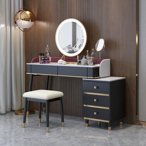 Nordic Bedroom Marble Dresser Light Luxury with Drawer Iron Make-up Table Multi-functional Girls Apartment Makeup Table Modern