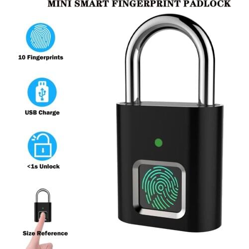 Smart Fingerprint Padlock Backpack Thumbprint Lock USB Rechargeable Waterproof Anti-theft Electric Mini Lock For Luggage Case