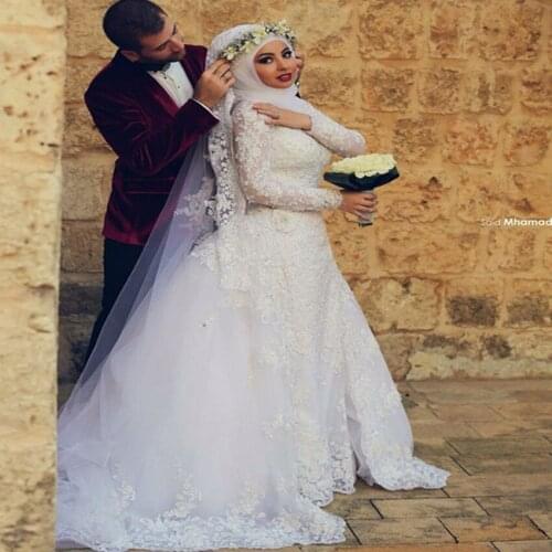 2018 New Arrival Saudi Arabia Muslim High Neck Beaded Long Sleeves Women Bridal Gown Free Shipping mother of the bride dresses