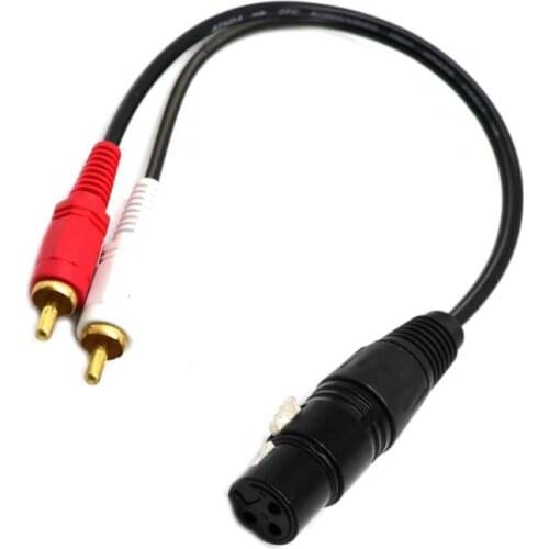 1ft XLR Female to 2 RCA Male Plated Audio Adapter Y Splitter Cable