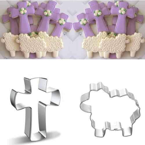 1pcs patisserie reposteria Cross Sheep Fondant Cake Decor Tool Metal Cookie Cutter Biscuit Mold Pastry Shop Cupcake Paste Mould