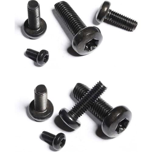 10/50pcs M2 M2.5 M3 M4 M5 M6 Black 304 Stainless Steel GB2672 Six-Lobe Torx Pan Head Screw Six Lobe Round Button Head Bolt