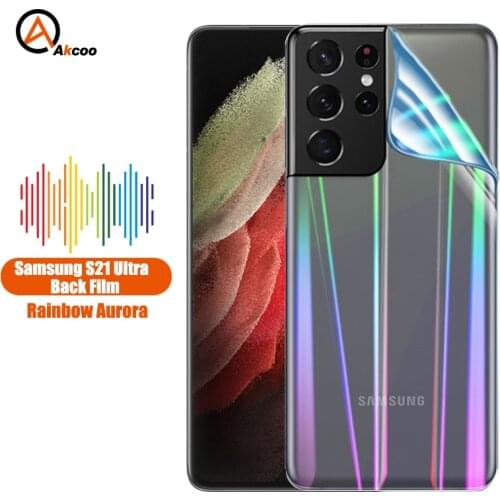 2 Pcs Galaxy S21 Plus aurora back film S21 Ultra 5G rainbow pet back film for Samsung Note 8 9 10 20 S8 9 10 Plus back protector
