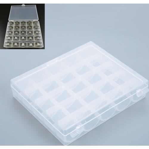25 Slots Bobbins Box Storage Spool Case Sewing Machine Bobbin/Thread Store Plastic Clear Transparent 120*100*25mm Holder Hicello
