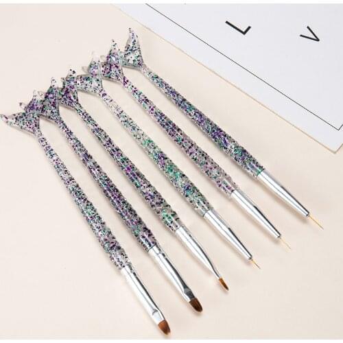 3Pcs/Set DIY Pattern Design Drawing Line Pen Mermaid Handle Nail Art Liner Painting UV GEL Extension Builder Brush Manicure Tool