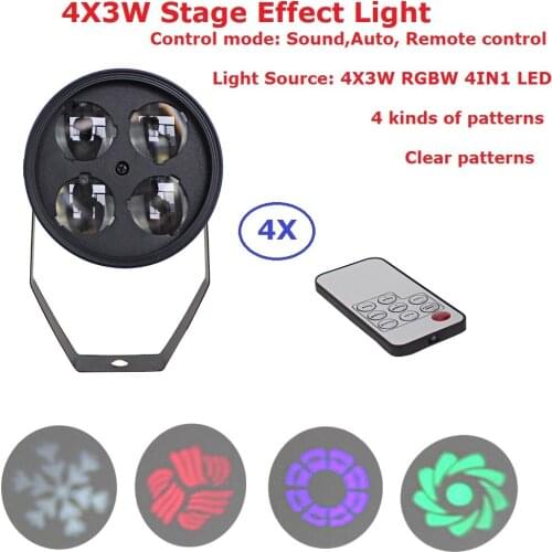 4IN1 Carton Package 4 Eyes Pattern Stage Effect Lights High Brightness 4X3W RGBW 4IN1 Mini LED Par Cans With Remote Control