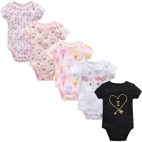 5pcs Newborn Bodysuit Cotton Baby Girl Boy Clothes Short Sleeve Outfit Cartoon body baby ropa de bebe