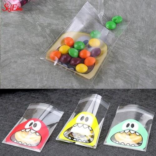 50pcs/100pcs 10CM*10CM Transparent Plastic Bag Candy Cookie Gift Bag Frosted OPP Birthday Party Candy Packaging Bag 6Z HH289