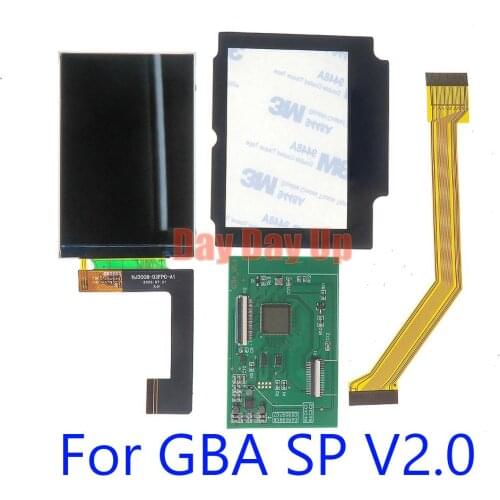 8sets For GBA SP V2 IPS LCD Screen Highlight Brightness For GameBoy Advance SP V2.0 Low Power Screen Highlight IPS LCD Screen