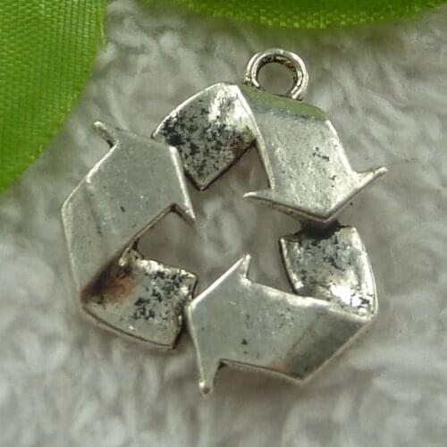 88 pieces antique silver The recycling symbol charms 29x25mm #2435