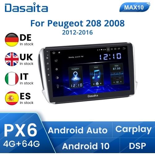 Dasaita Multimedia Player Car Radio Player Stereo for Peugeot 2008 208 Radio player 2012-2020 1280*720 GPS Navigation Android 10