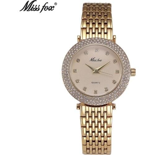 MISS FOX Womens Classic Fashion Leisure Watch Quartz Watch Diamond Stainless Steel Watch Ordinary Waterproof Watch