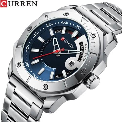 Curren brand classic men‘s ’business watch,waterproof stainless steel calendar quartz watch,scratch-resistant sports mens clock