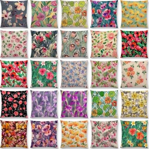 Leaf Flower Kingdom Beautiful Floral Painting Retro Gorgeous Cushion Cover Sofa Throw Pillow Case housse de coussin decoración