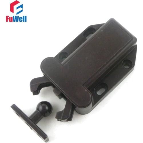 2pcs Push To Open Door Catch Holder 57x40x16mm Kitchen Cabinet Door Stop Plastic Black Drawer Cupboard Closet Door Damper