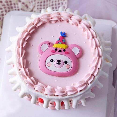 Kid Birthday Decoration Cute Bear Birthday Cake Topper Animal Themed Party Tiger Boy Party Baking Cakecup Supplies Soft Pottery