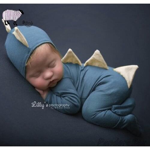Newborn Photography Props Infant Baby Boy Girl Photo Shoot Hat+Rompers Dinosaur Outfits Clothes fotoshooting Costume Gift