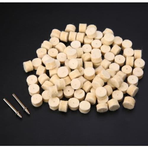 100pcs 13mm Wool Felt Polishing Buffing Wheel Grinding Wheels Polishing Buffing Pad with 2 Shanks for Abrasive Tools