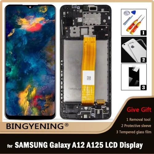 For Samsung Galaxy A12 A125 SM-A125F SM-A125F/DSN Full LCD Display Screen Touch Digitizer Assembly with Frame Replace