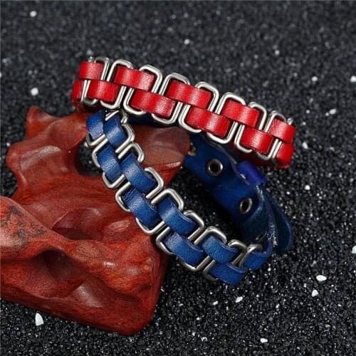 European and American Punk Style Geometric Ring Leather Bracelet Elegant Watch-Buttom Bracelet Couple Bracelet Fashion Cool