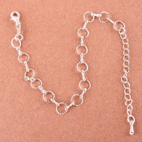 Hot Simple Silver Color Circles Bracelet & Bangles for Woman Sweet Metal Round Chain Female Bracelets Wholesale Girl Gifts