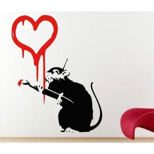 Banksy graffiti Love Rat Wall Sticker. Wall Stickers For Kdis Rooms , Wall Decals Vinyl Stickers Home Decor