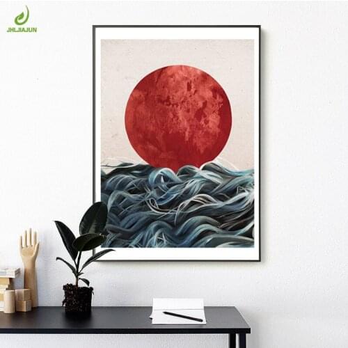 JHLJIAJUN Sunrise At Sea Canvas Painting Japanese Style Wall Art Prints And Paintings Sunrise Picture For Living Room Home Decor