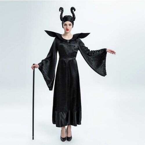 Carnival Cosplay Outfit Adult Women Dark Queen Fantasia Dress Plus Size Halloween Evil Witch Costume