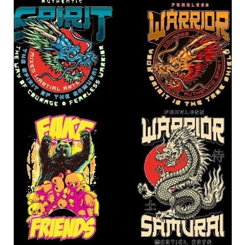 Chinese auspicious animal dragon Heat Transfer Vinyl Sticker Patches For Clothes Applique Iron On DIY T-Shirt Clothing Printing