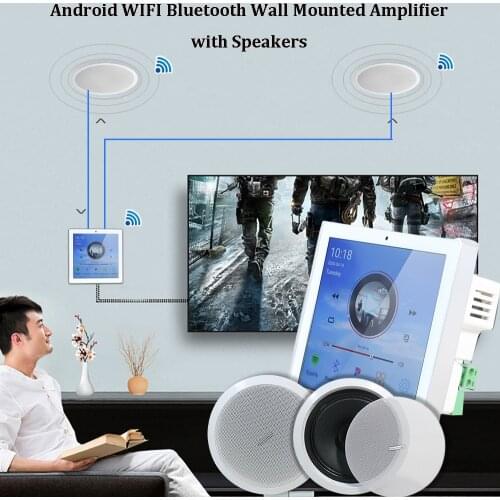 Bluetooth Wall Amplifier WIFI Wireless with 5/6" Ceiling Speaker Home Theater Amplifiers Android Audio Amplificador Mini AMP