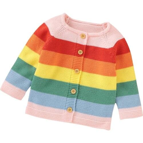 Autumn Winter Kids Stripe Cardigan Sweaters Newborn Baby Girls Knitting Cardigan Coat Toddler Baby Girl Knitting Clothes