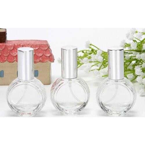 P57-10ML Transparent Round Flat Pattern Silver Spray Perfume Empty Bottle 50PCS/LOT