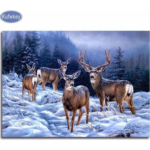 Full square Diamond Embroidery 5D DIY Diamond Painting deer,winter,snow,Diamond Painting Cross Stitch,diamond pattern animals
