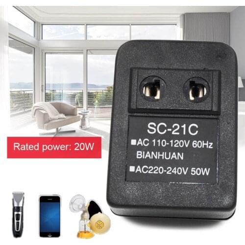 AC 220V to 110V/110V to 220V AC Power Voltage Converter 20W Adapter Travel Transformer Regulator Electrical Equipment Supplies