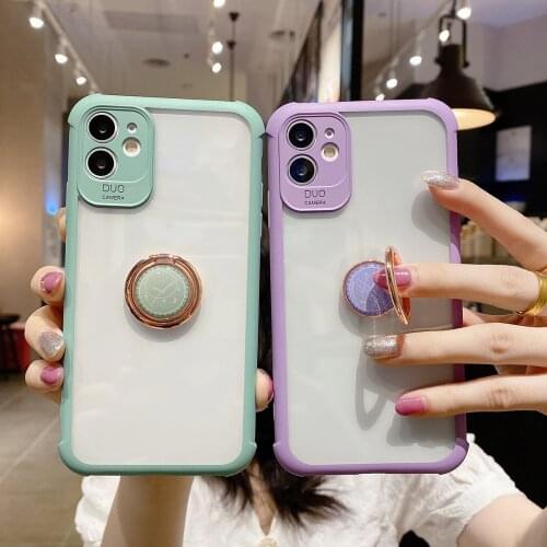 Candy Color Anti-Drop Ring Stand Holder Phone Case For iPhone 12 11 Pro Max 12pro X XR XSMax 7 8 Plus SE 2 Shockproof Back Cover