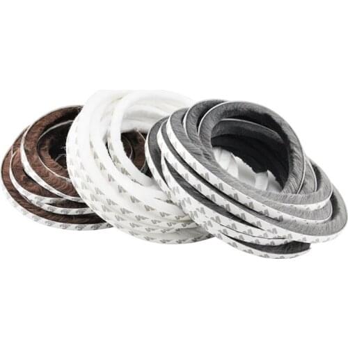 10Meters Self Adhesive Window Door Furniture Closet Weatherstrip Brush Wool Pile Noise Buffer Seal Strip Brown White Grey