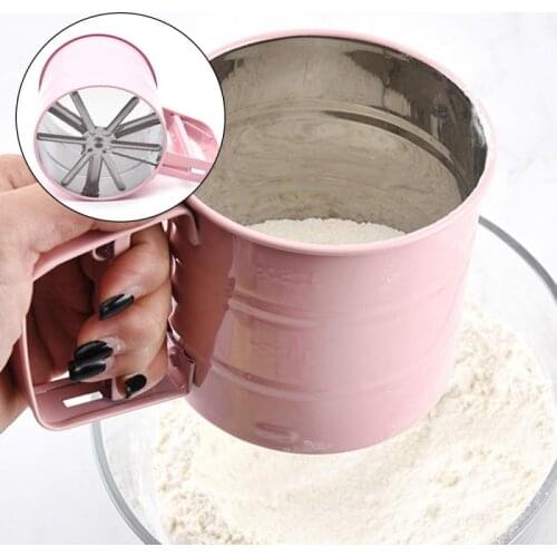 Stainless Steel Flour Sieve Cup Sieve For Flour Mesh Kitchen Gadget Icing Sugar Mesh Sieve Colander Crank Sifter Baking Tools
