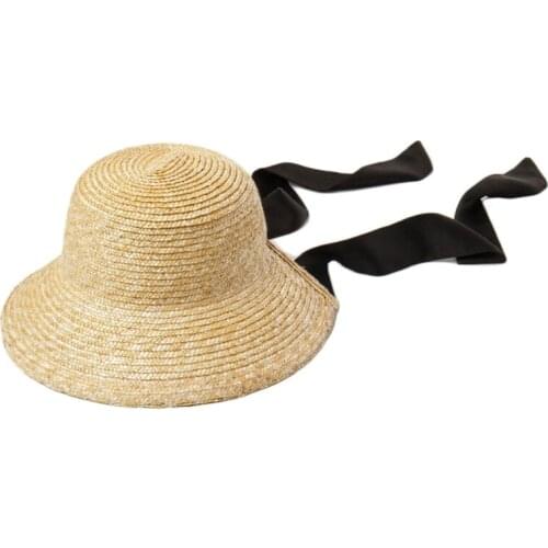 Wide Brim Sun Cap UV Protection Girls Breathable Straw Hat Beach Seashore