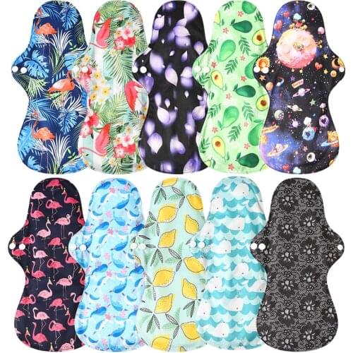 Night Use Washable Flamingo Cloth Menstrual Pad Heavy Flow Bamboo Sanitary Napkin Female Liner Reusable Breathable Sanitary Pads