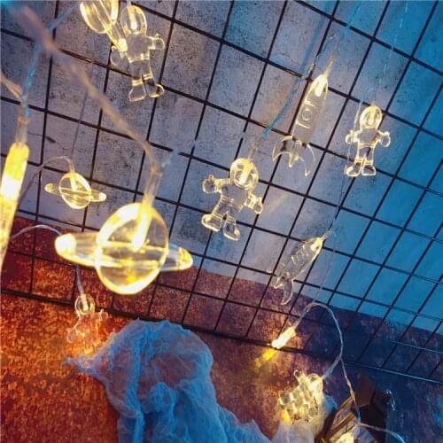 Astronaut Rocket Mars Spaceship String Light Outer Space Party Lights Boy Birthday Galaxy Solar System Party Supplies